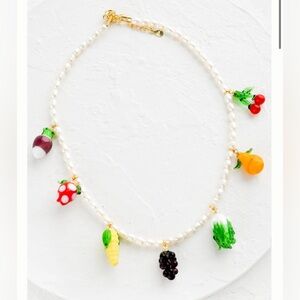 Leif Jewelry Glass Fruit and Vegetable Necklace Freshwater Pearls, Gold Vermeil